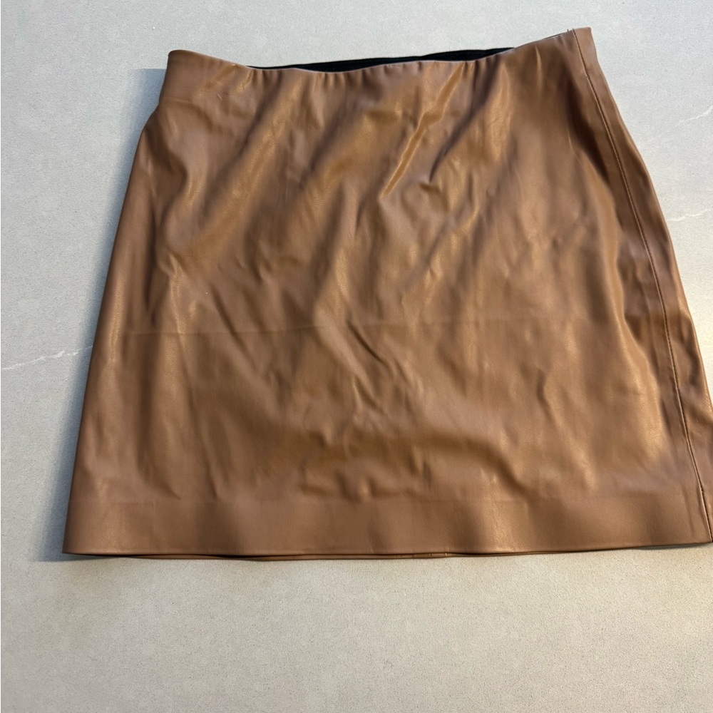 Shinestar Faux Leather Brown Mini Skirt